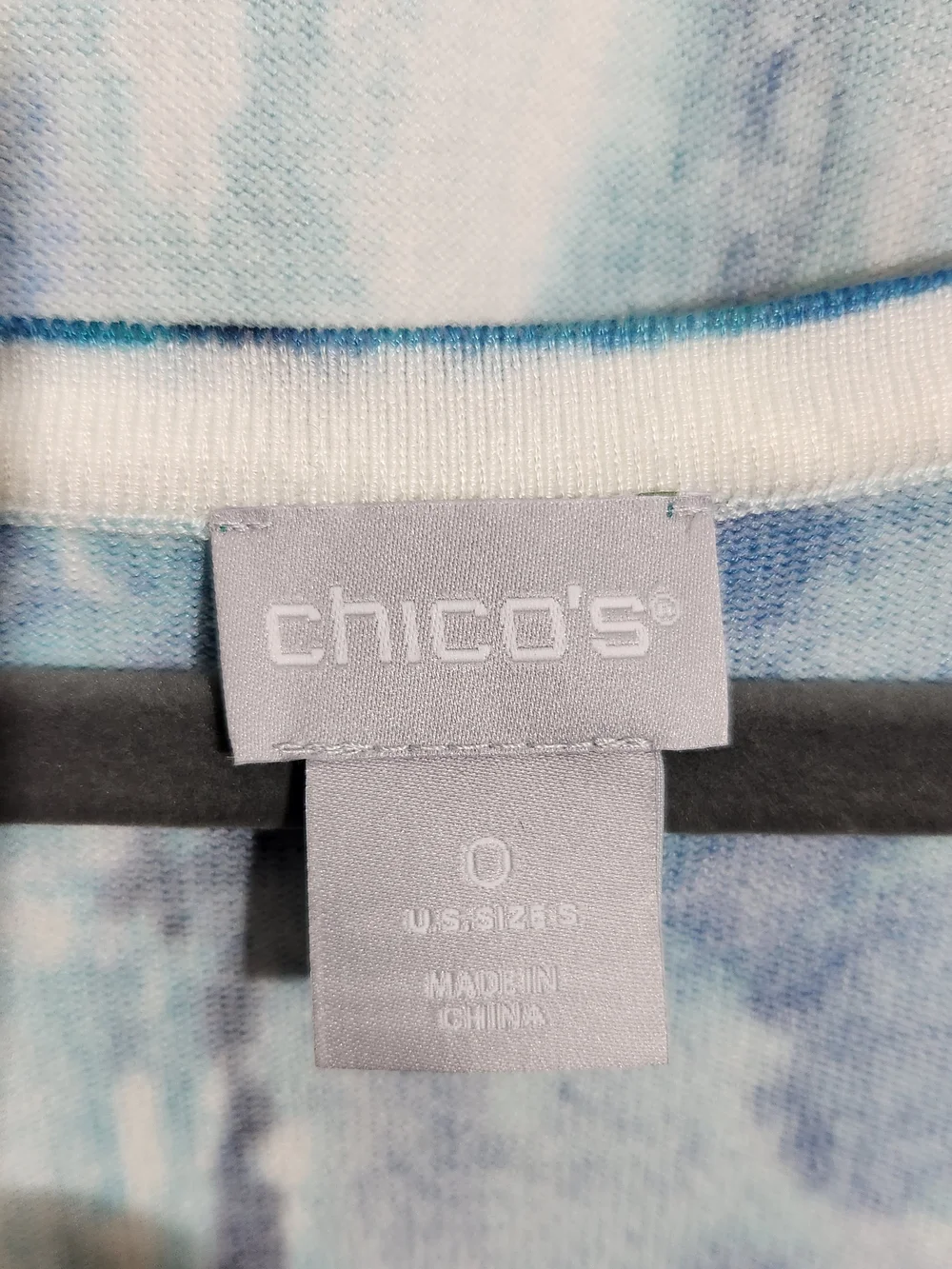 Chico's Blue Teal White Watercolor Print Sweater Cardigan Set